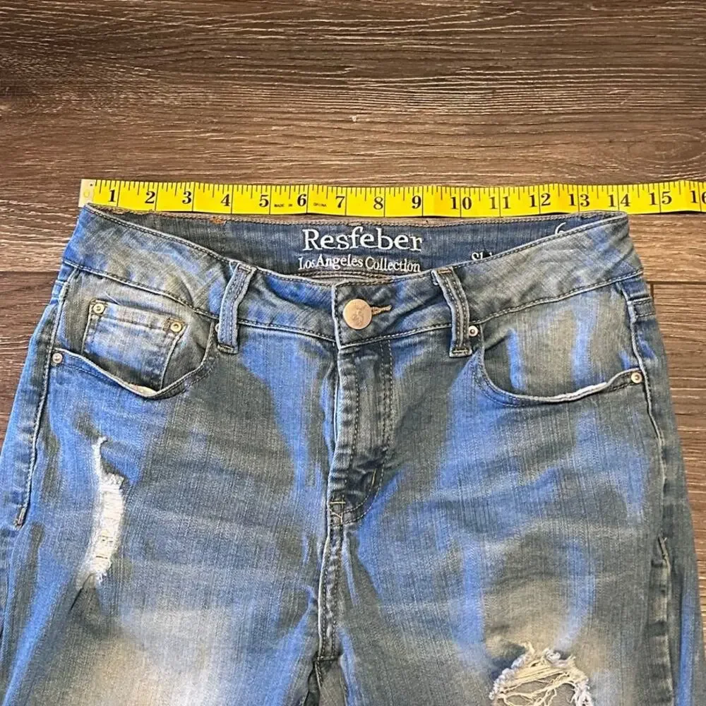 Resfeber Distressed Women's Skinny Boyfriend Cuffed Jeans Size 6 - Picture 3 of 6